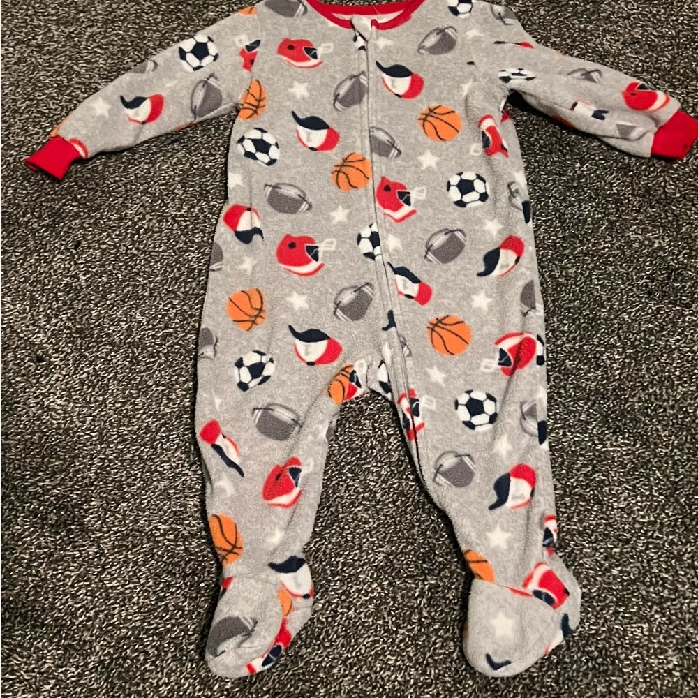 Absorba Gray and Red Sports-Themed Kids Footie